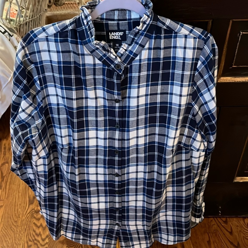 Lands end flannel top